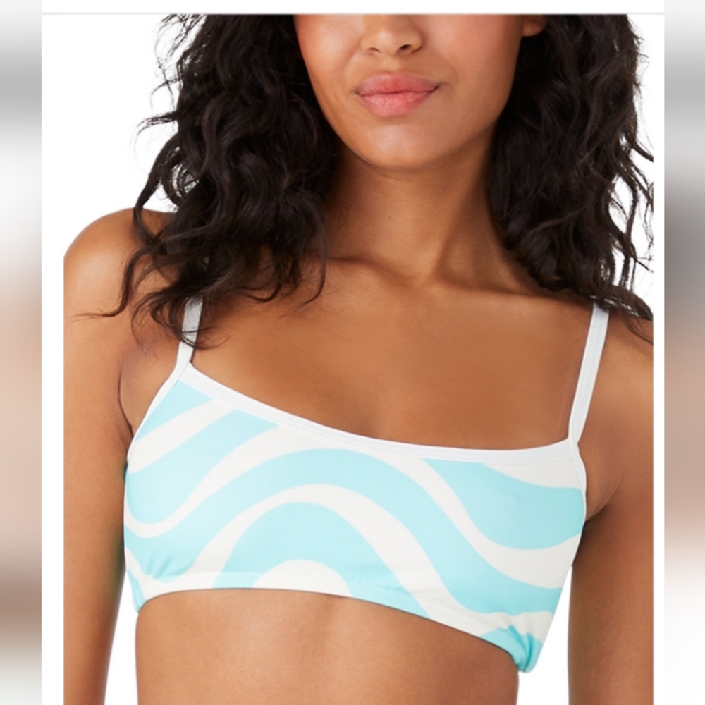Kate Spade Aqua and White Wave Bikini Top